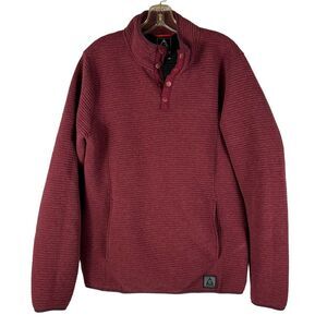 Gerry Burgundy Wine Ling Sleeve Ribbed Sweatshirt Large Snap Collar Pockets